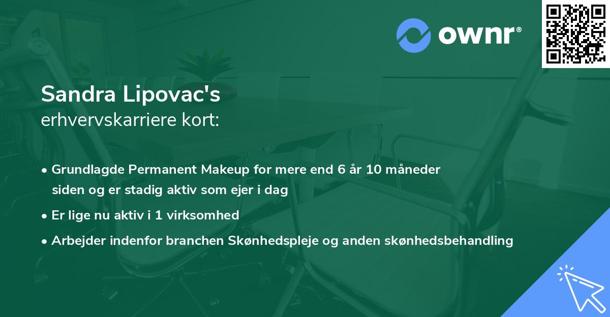Sandra Lipovac's erhvervskarriere kort
