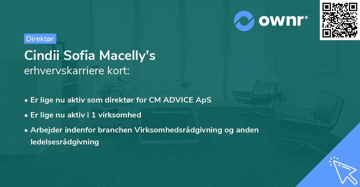 Cindii Sofia Macelly's erhvervskarriere kort