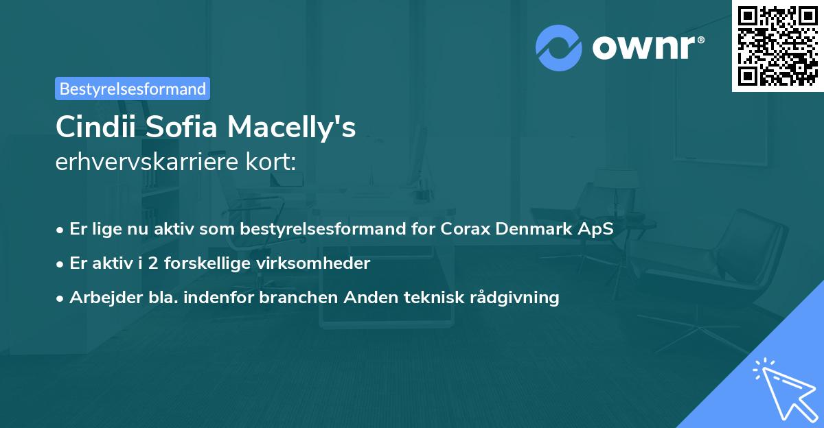 Cindii Sofia Macelly's erhvervskarriere kort