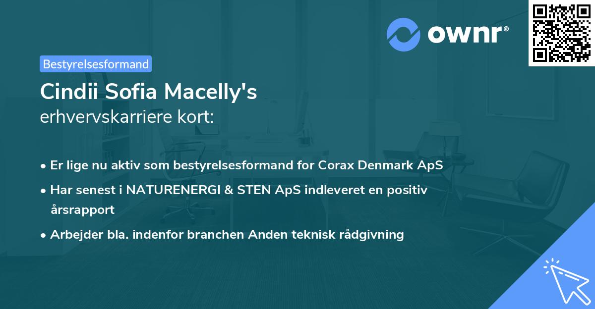 Cindii Sofia Macelly's erhvervskarriere kort