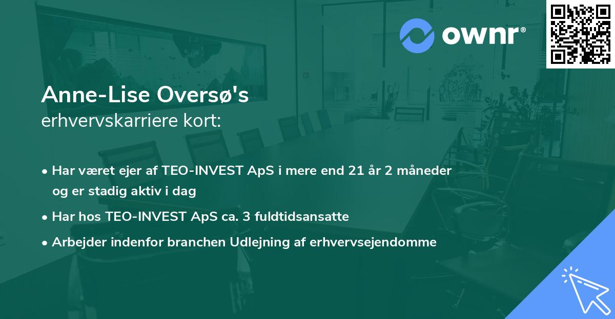 Anne-Lise Oversø's erhvervskarriere kort