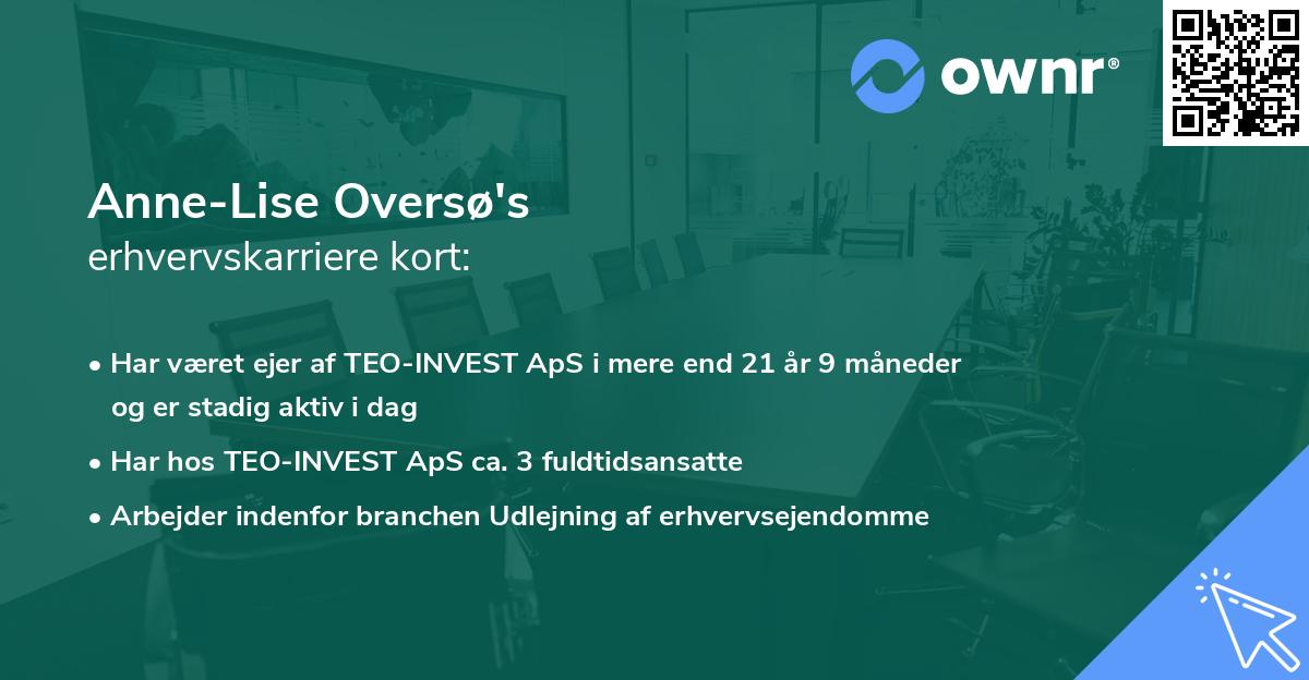 Anne-Lise Oversø's erhvervskarriere kort