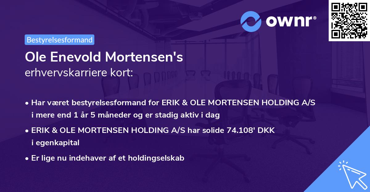 Ole Enevold Mortensen's erhvervskarriere kort