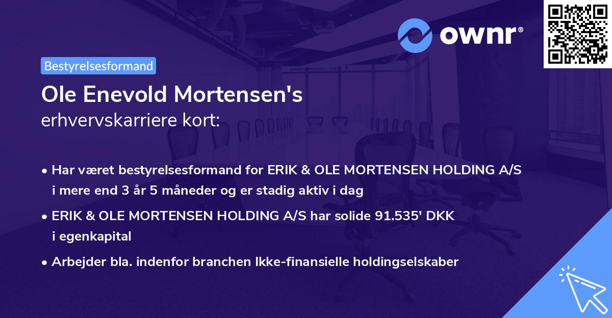 Ole Enevold Mortensen's erhvervskarriere kort