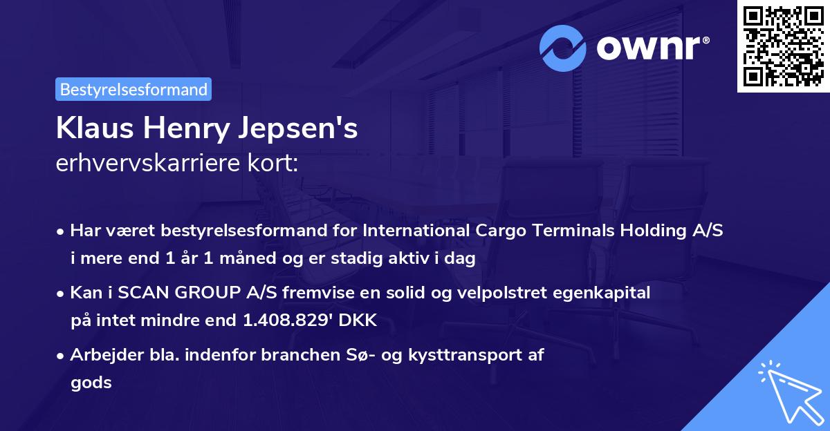 Klaus Henry Jepsen's erhvervskarriere kort