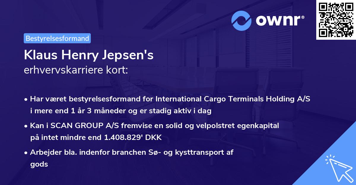 Klaus Henry Jepsen's erhvervskarriere kort