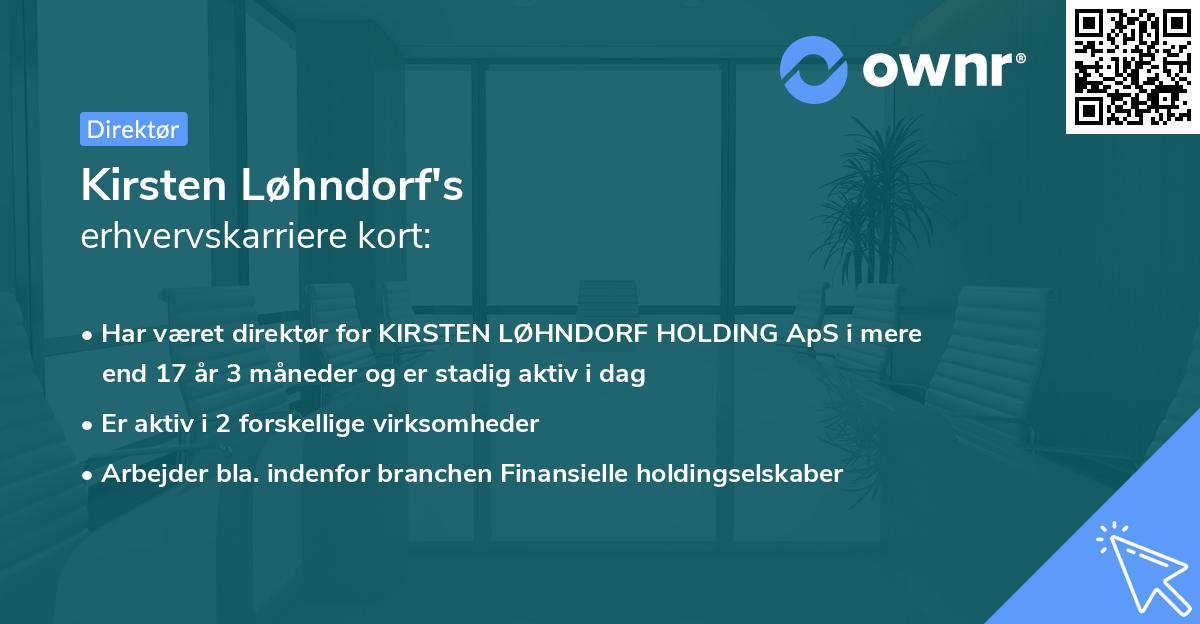 Kirsten Løhndorf's erhvervskarriere kort