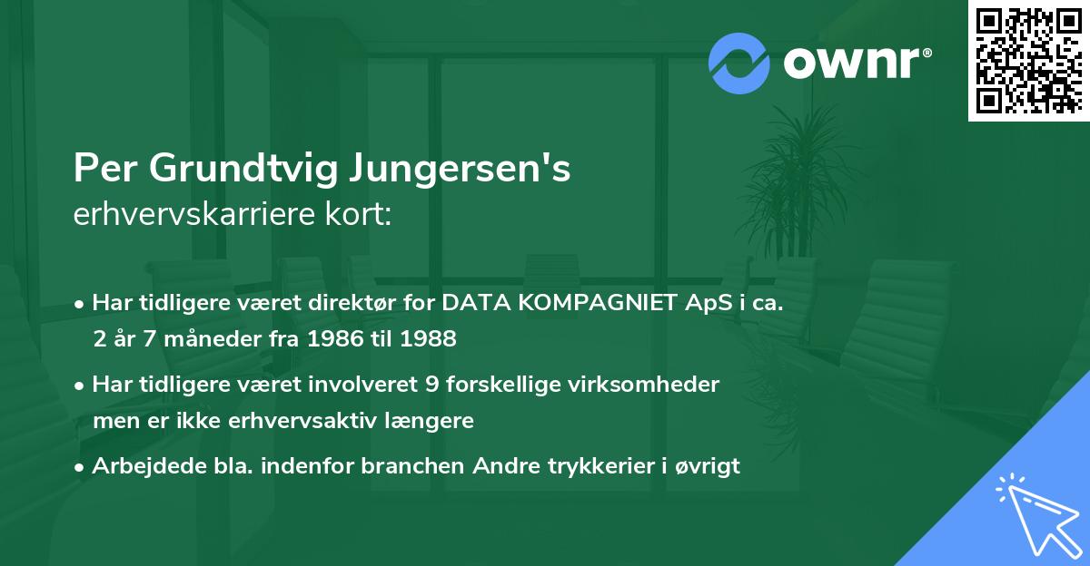 Per Grundtvig Jungersen's erhvervskarriere kort