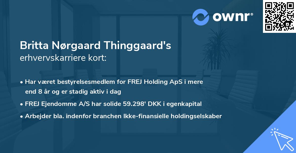 Britta Nørgaard Thinggaard's erhvervskarriere kort