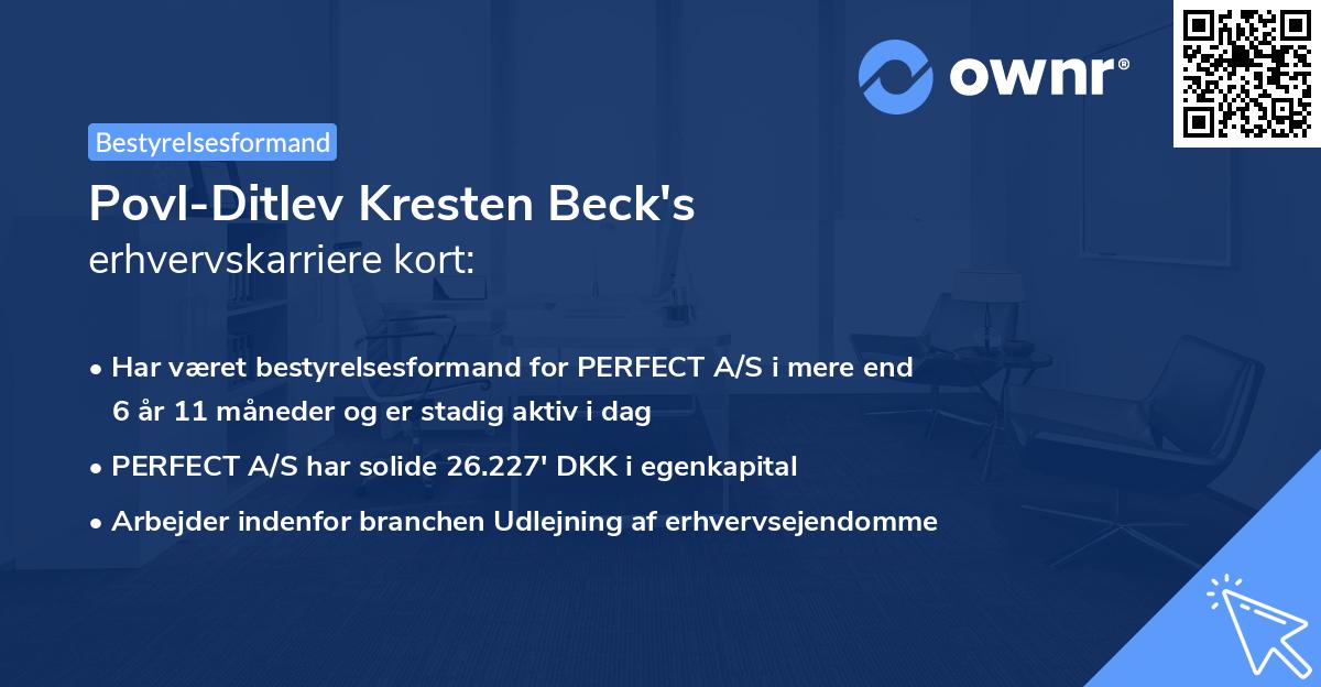 Povl-Ditlev Kresten Beck's erhvervskarriere kort