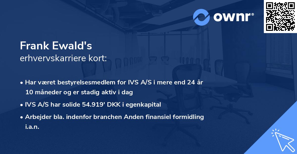 Frank Ewald's erhvervskarriere kort