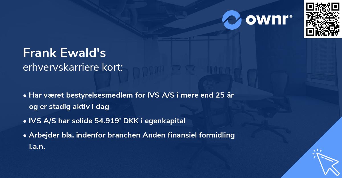 Frank Ewald's erhvervskarriere kort