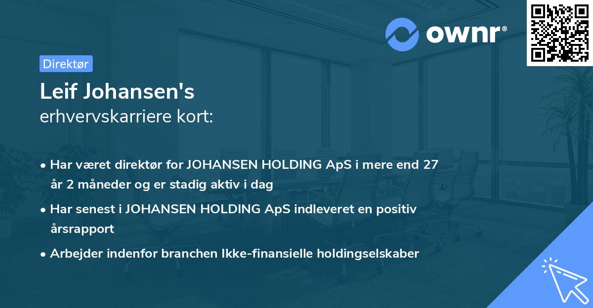 Leif Johansen's erhvervskarriere kort