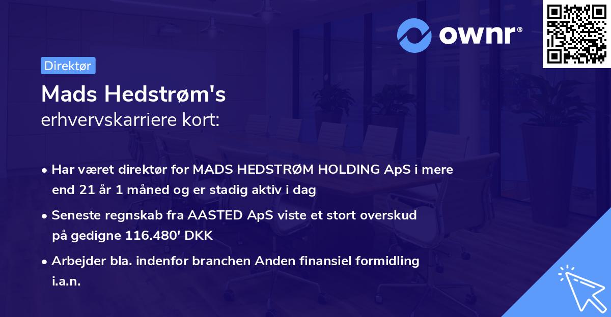 Mads Hedstrøm's erhvervskarriere kort