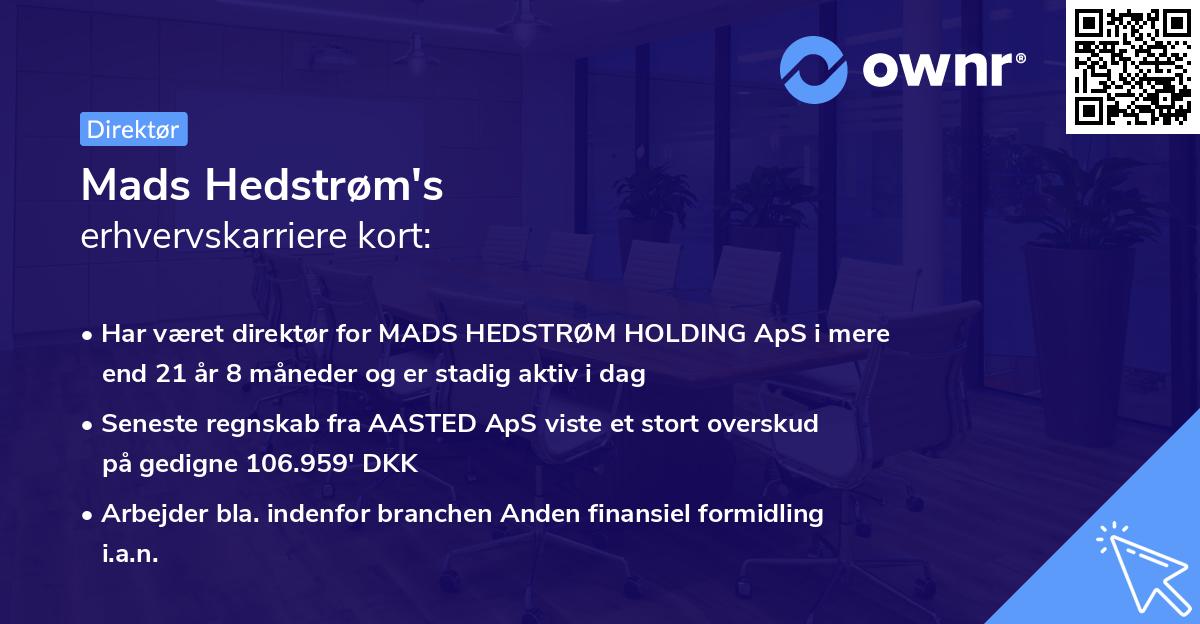 Mads Hedstrøm's erhvervskarriere kort
