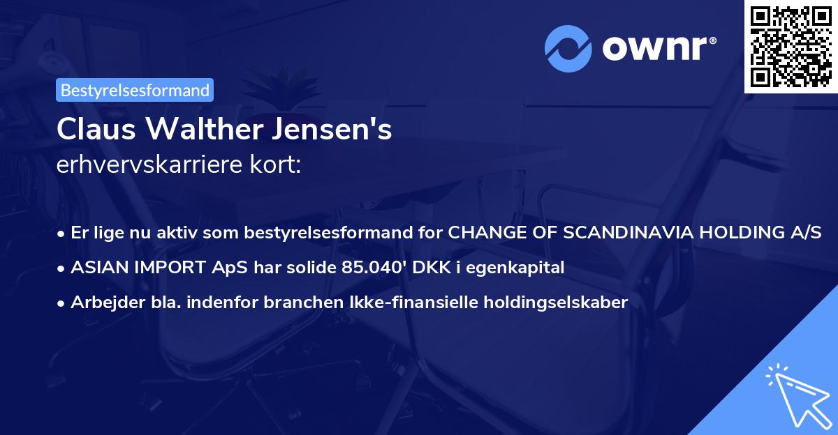 Claus Walther Jensen's erhvervskarriere kort