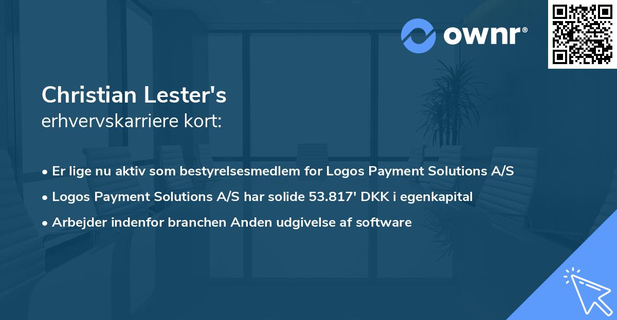 Christian Lester's erhvervskarriere kort