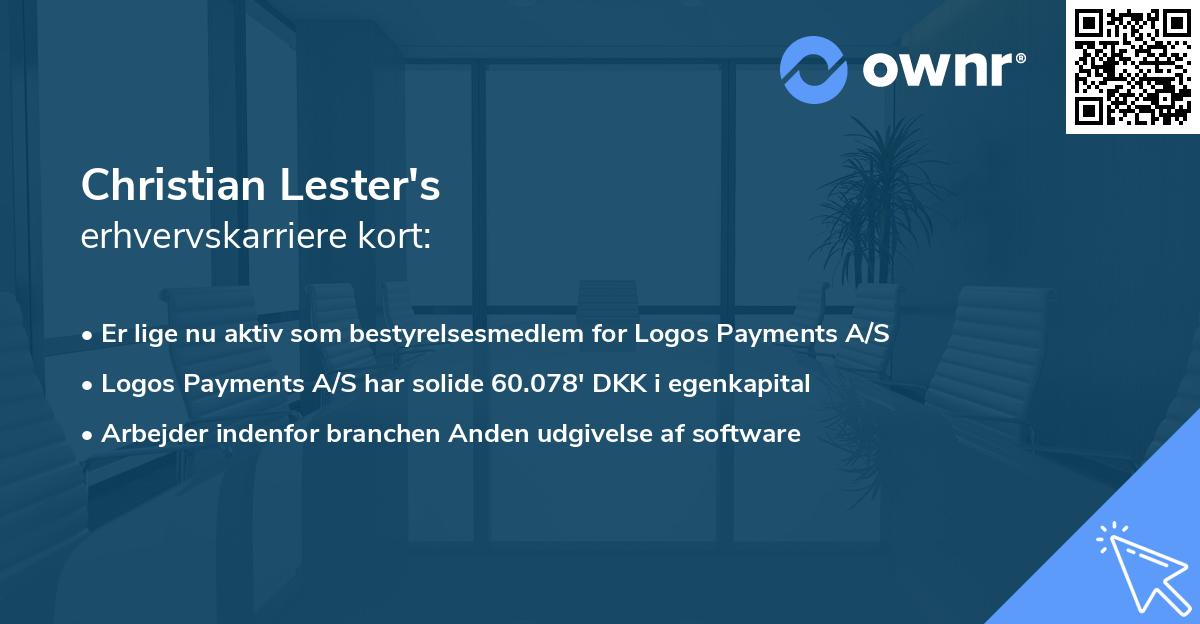 Christian Lester's erhvervskarriere kort