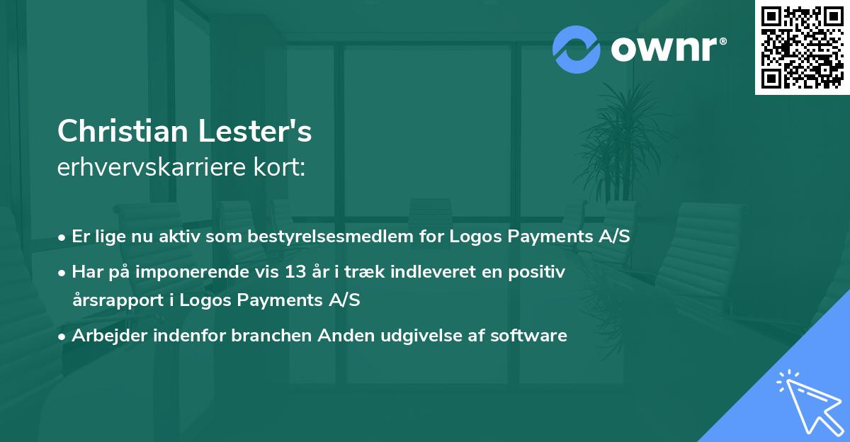 Christian Lester's erhvervskarriere kort