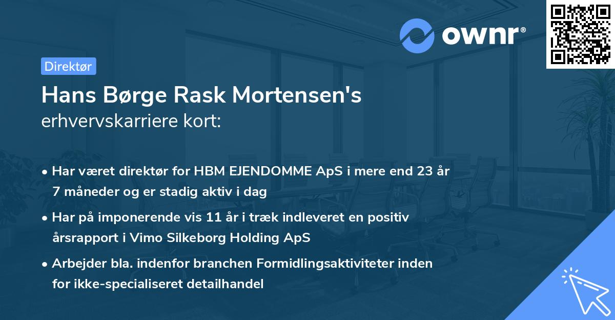 Hans Børge Rask Mortensen's erhvervskarriere kort
