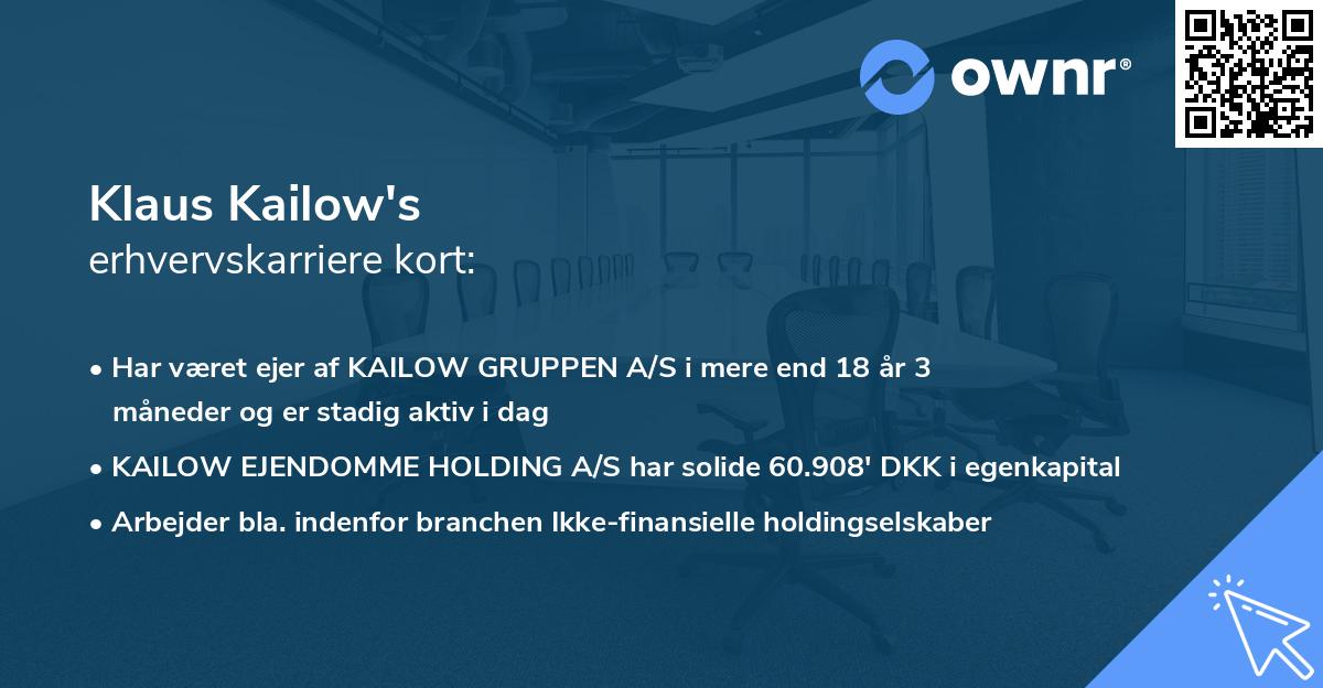 Klaus Kailow's erhvervskarriere kort