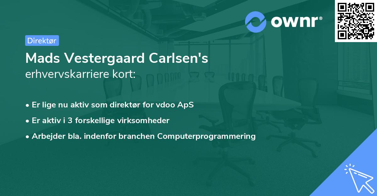 Mads Vestergaard Carlsen's erhvervskarriere kort
