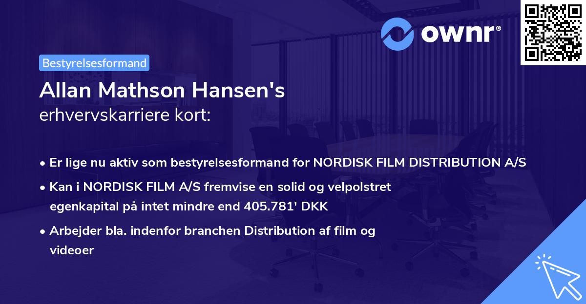 Allan Mathson Hansen's erhvervskarriere kort