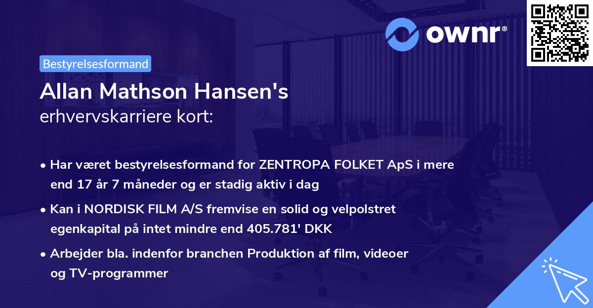 Allan Mathson Hansen's erhvervskarriere kort