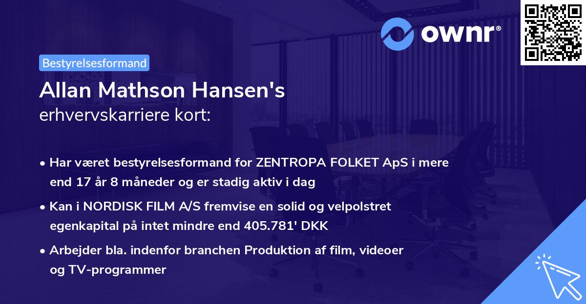 Allan Mathson Hansen's erhvervskarriere kort