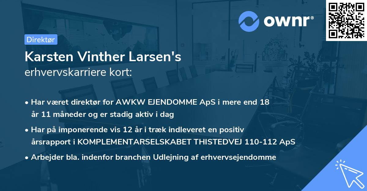 Karsten Vinther Larsen's erhvervskarriere kort