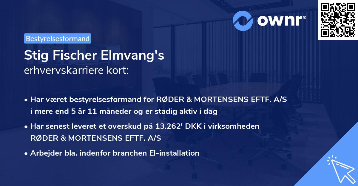 Stig Fischer Elmvang's erhvervskarriere kort