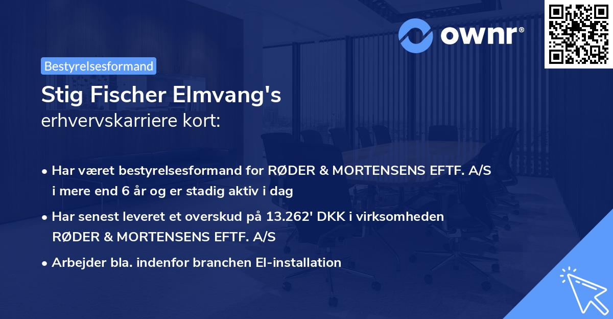 Stig Fischer Elmvang's erhvervskarriere kort