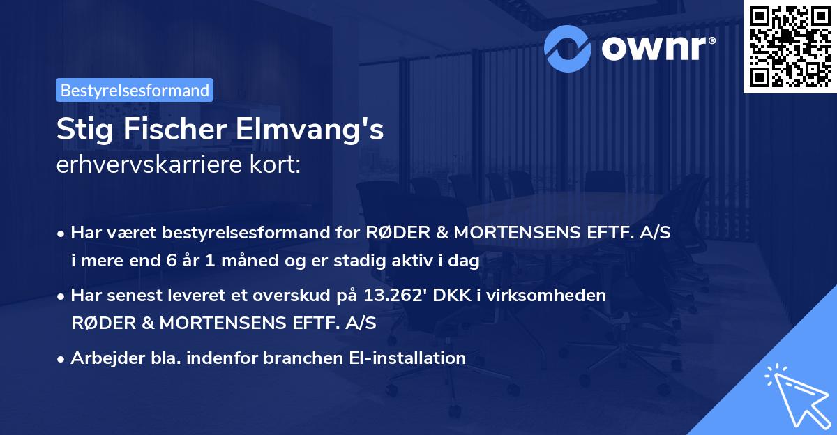 Stig Fischer Elmvang's erhvervskarriere kort