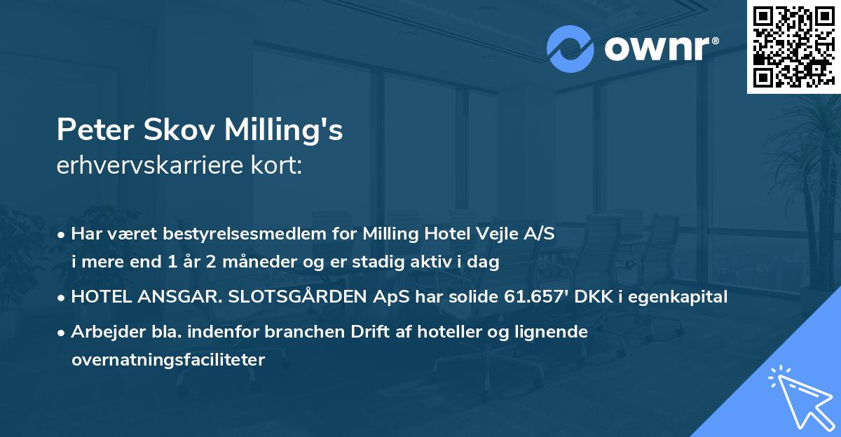 Peter Skov Milling's erhvervskarriere kort