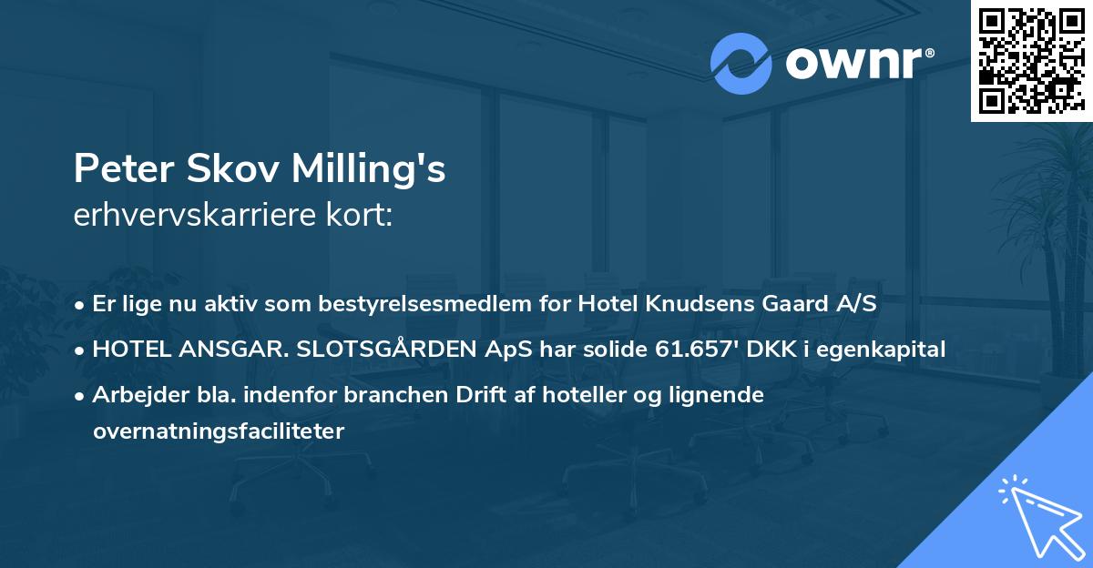 Peter Skov Milling's erhvervskarriere kort