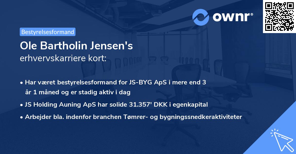 Ole Bartholin Jensen's erhvervskarriere kort