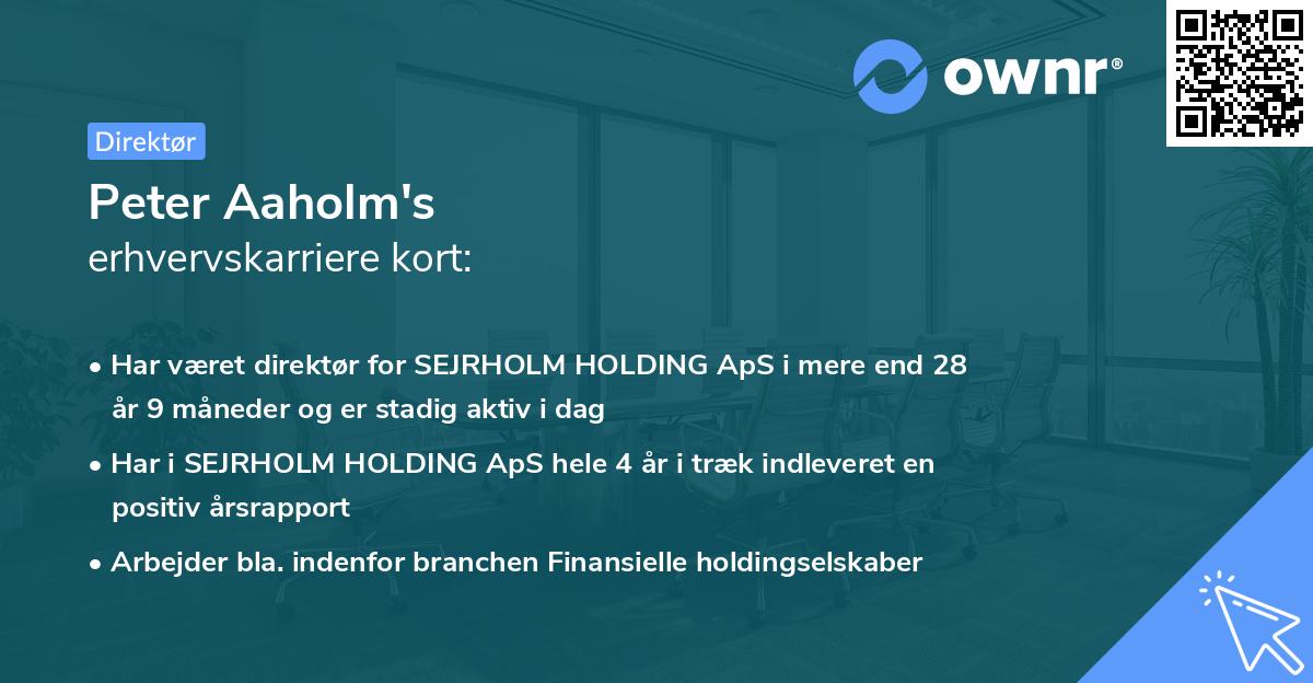 Peter Aaholm's erhvervskarriere kort