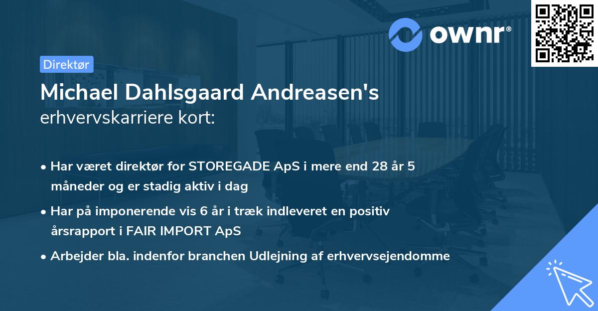 Michael Dahlsgaard Andreasen's erhvervskarriere kort