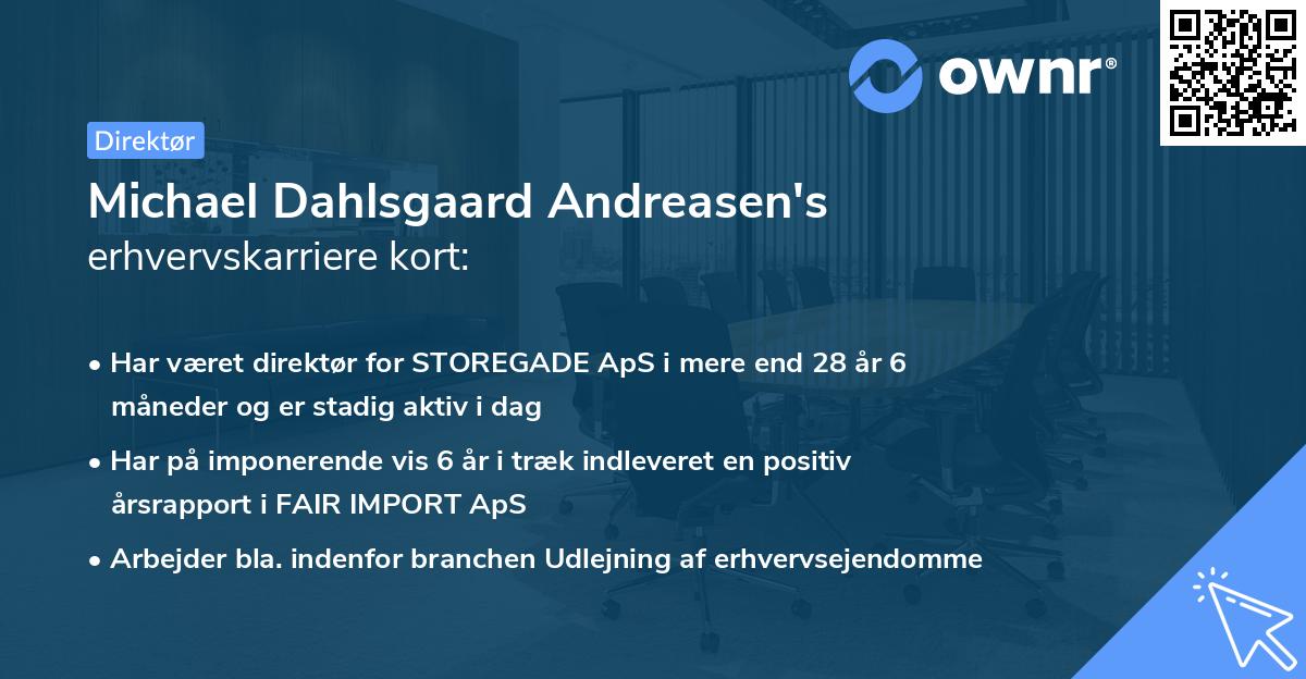 Michael Dahlsgaard Andreasen's erhvervskarriere kort