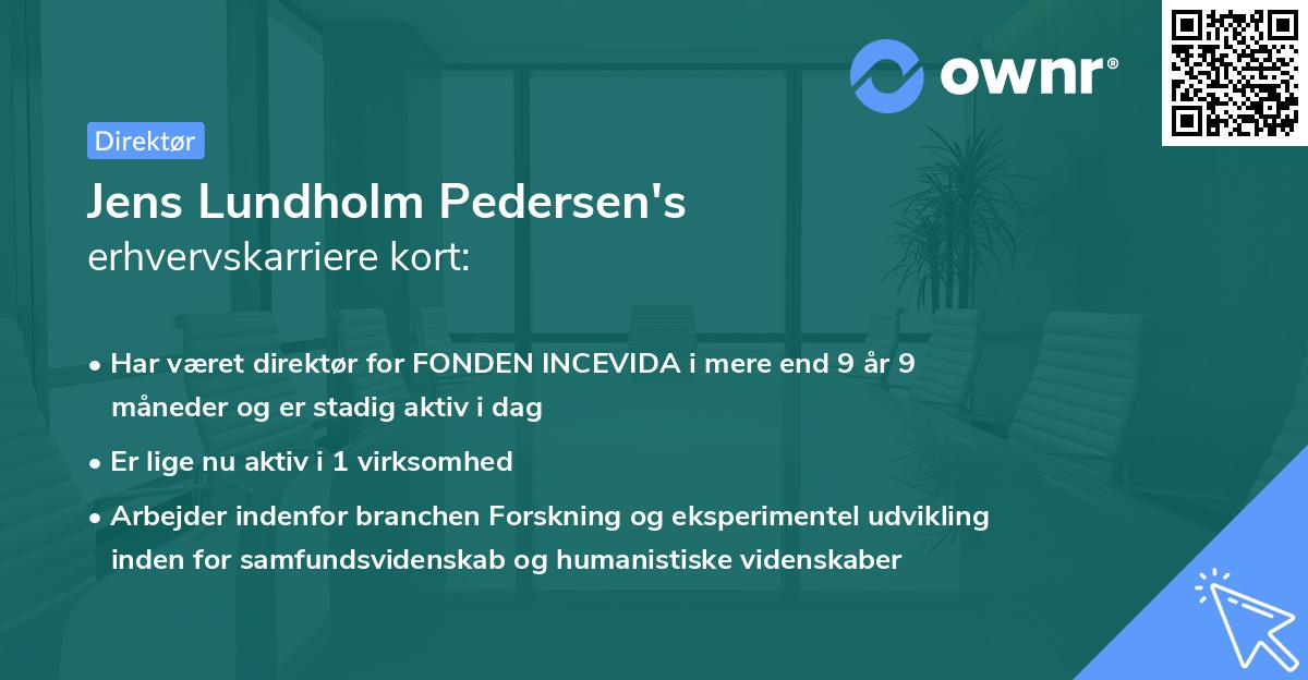Jens Lundholm Pedersen's erhvervskarriere kort