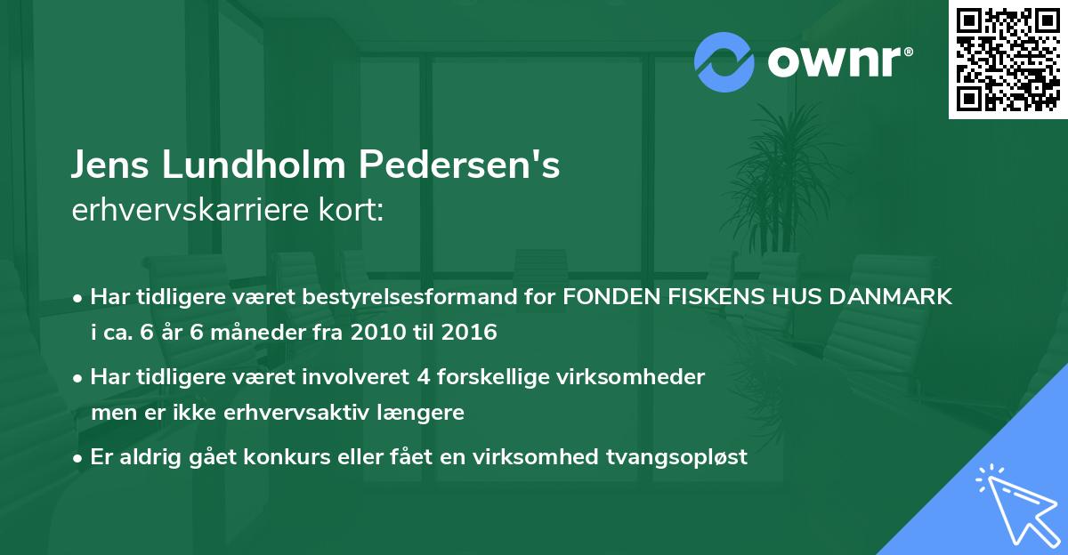 Jens Lundholm Pedersen's erhvervskarriere kort
