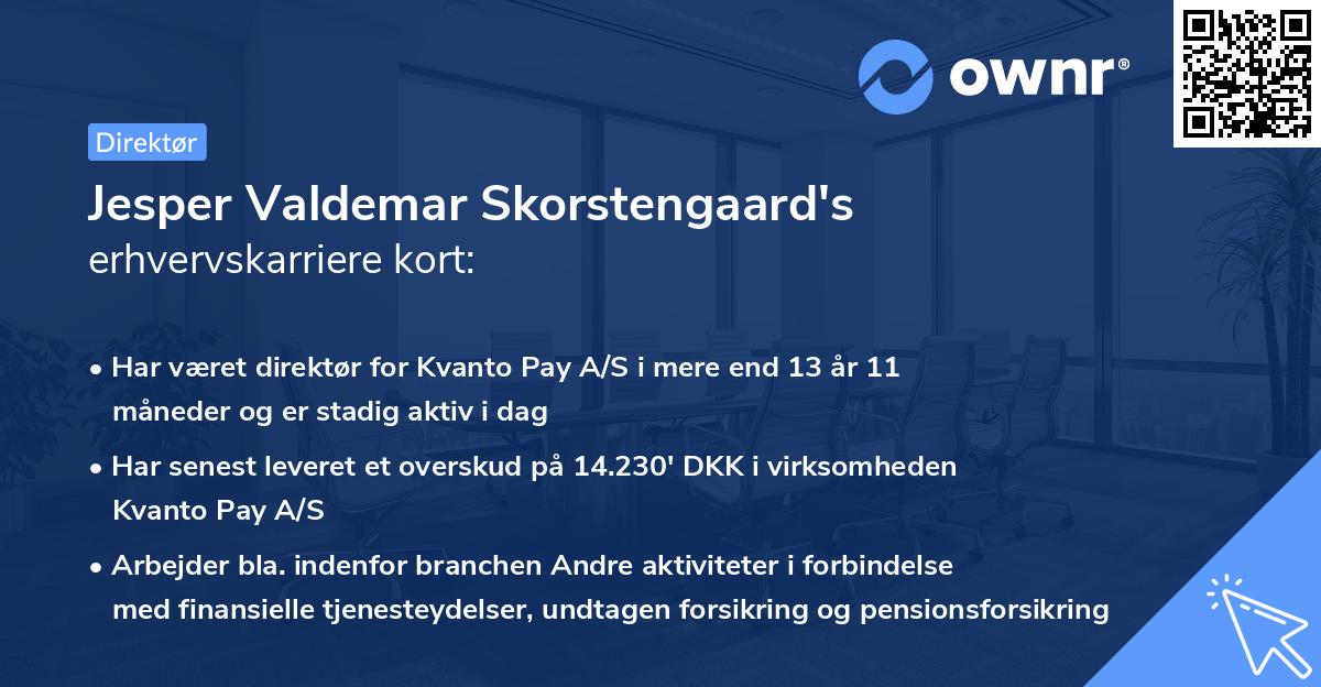 Jesper Valdemar Skorstengaard's erhvervskarriere kort