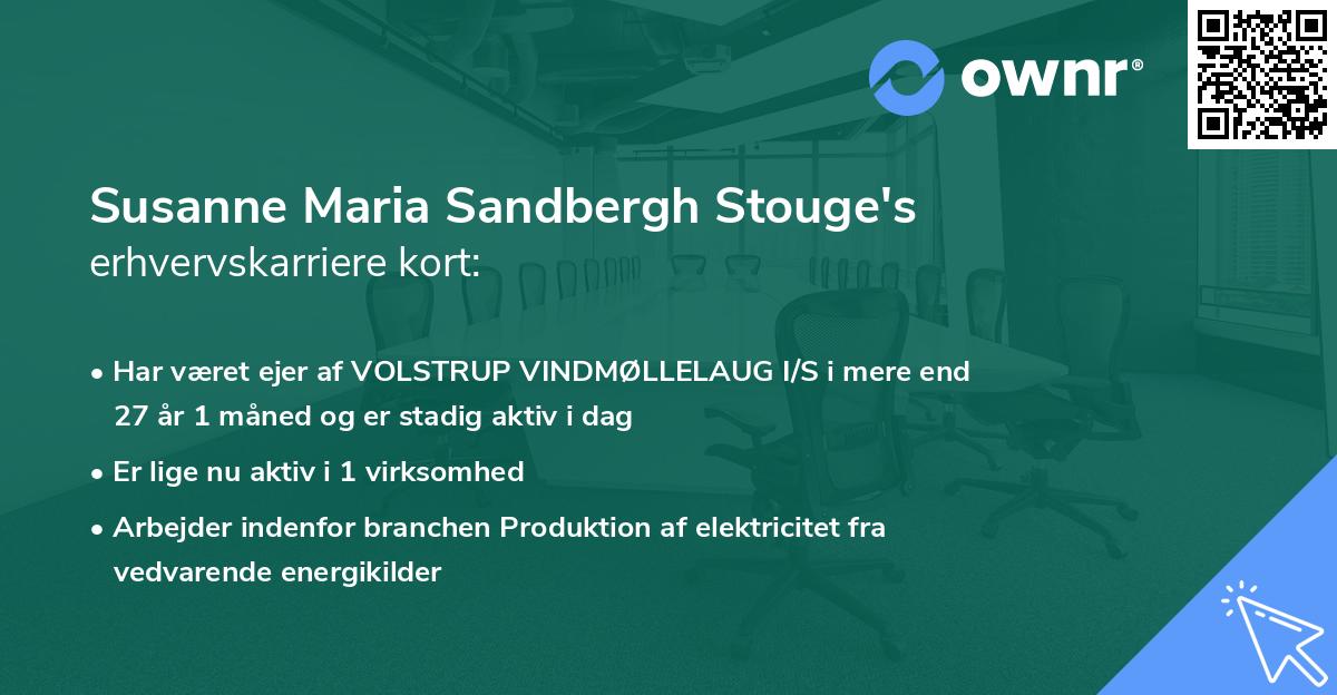 Susanne Maria Sandbergh Stouge's erhvervskarriere kort