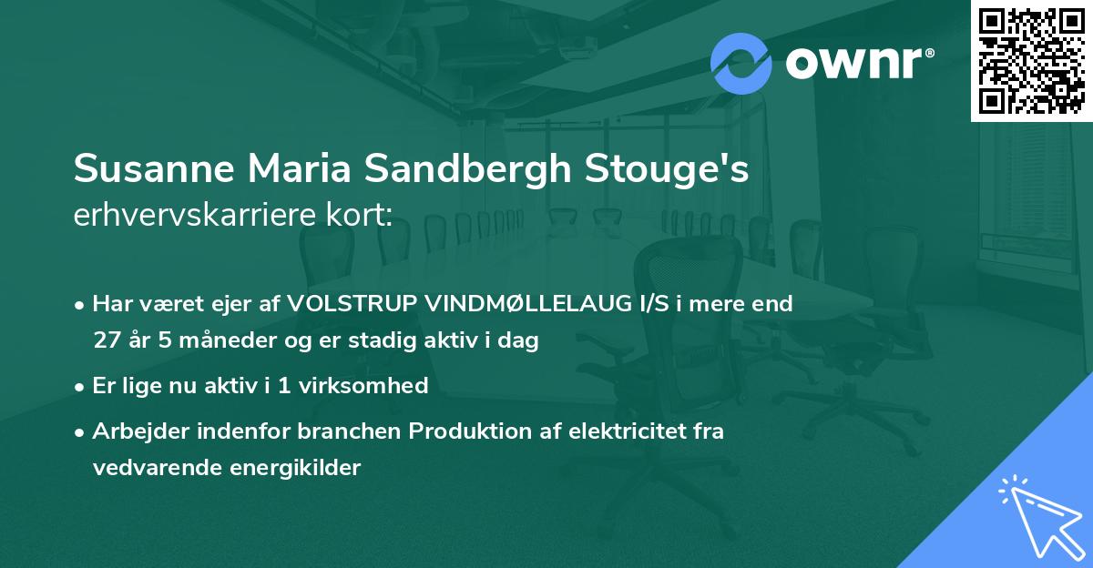 Susanne Maria Sandbergh Stouge's erhvervskarriere kort