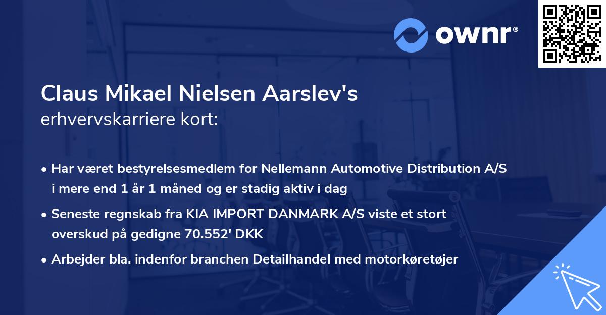 Claus Mikael Nielsen Aarslev's erhvervskarriere kort