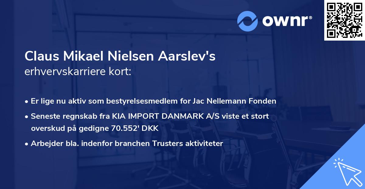 Claus Mikael Nielsen Aarslev's erhvervskarriere kort