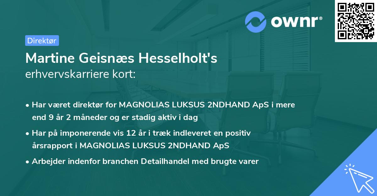 Martine Geisnæs Hesselholt's erhvervskarriere kort