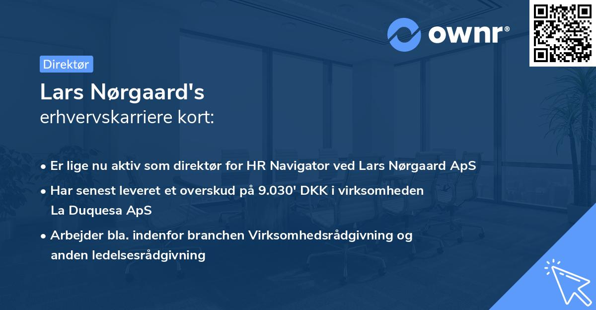 Lars Nørgaard's erhvervskarriere kort