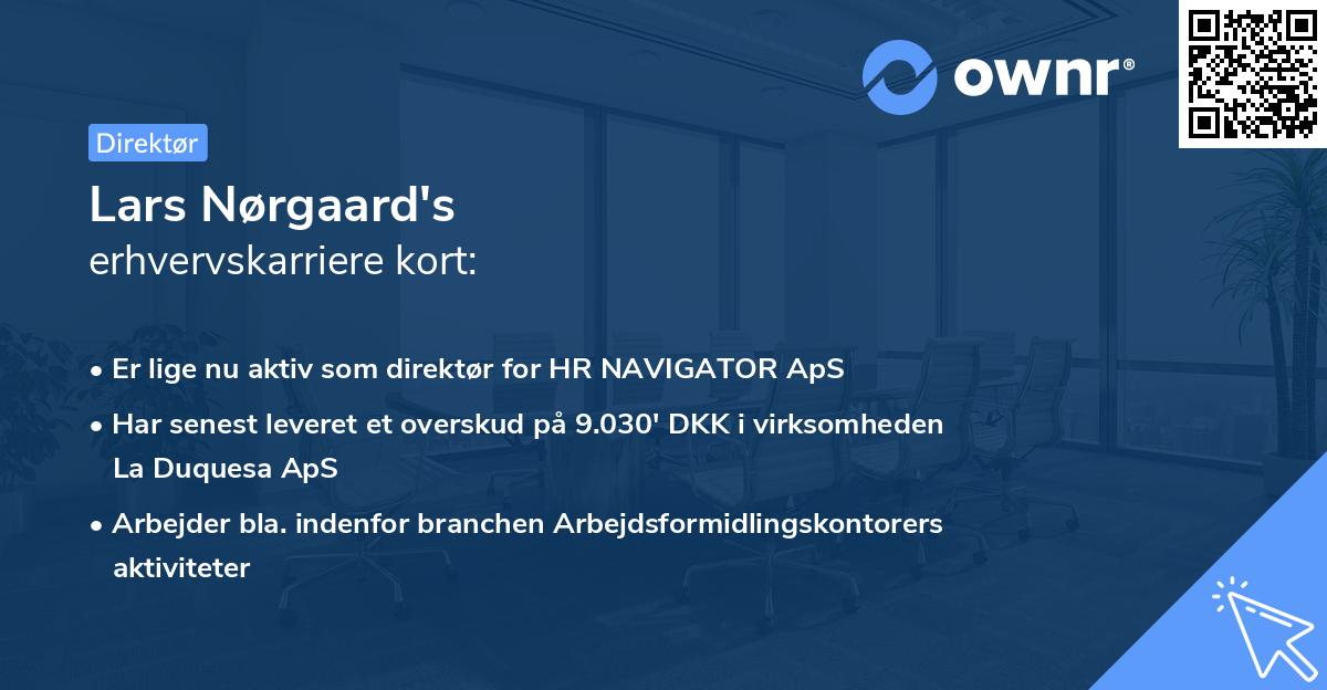 Lars Nørgaard's erhvervskarriere kort