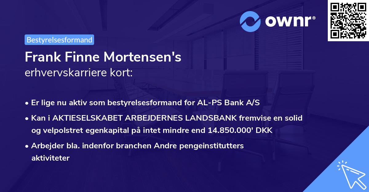 Frank Finne Mortensen's erhvervskarriere kort